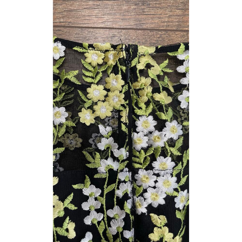 Tahari Arthur S Levine 8P Petite Black Floral Embroidered Lace Sheath Midi Dress - Picture 8 of 13